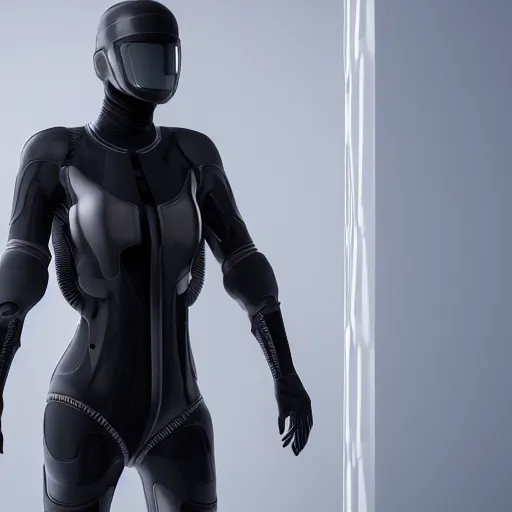 Prompt: photo of futuristic techwear black costume on the white background, 8k, octane render,