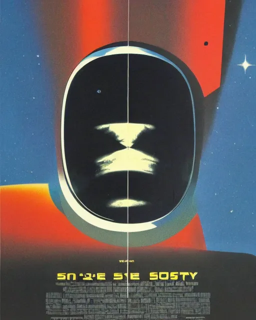 Prompt: A mid-century modern collage of 2001: A Space Odyssey film poster. 1968