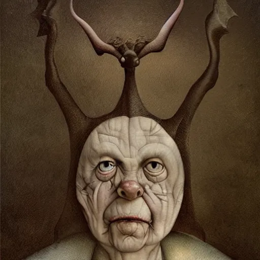 Prompt: a surreal creature by hieronymus bosch, leonora carrington and mark ryden, isolated on black background : : close - up portrait : : ultra - detailed technical precision : : matte painting, high definition 3 d render, unreal engine, hi - res textures
