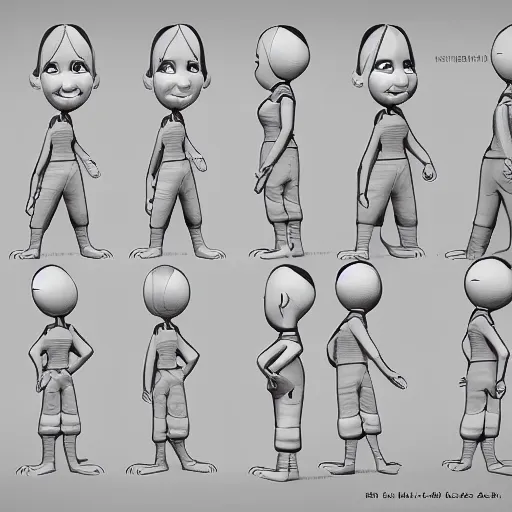 Prompt: A Mom, pixar character model sheet turnaround, studio, trending in Artstation, official media, 4K HD, by Bill Presing