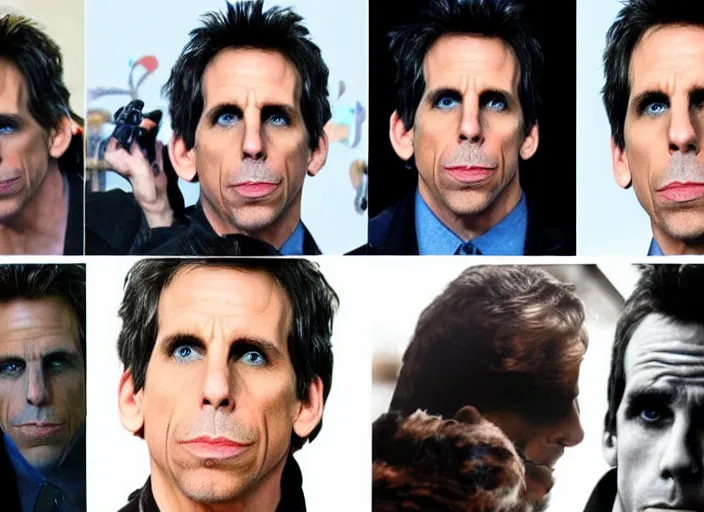 Image similar to a collage of Ben Stiller blue steel