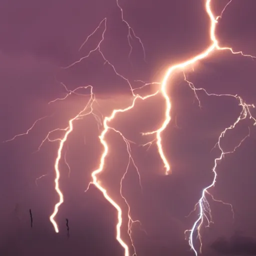 Prompt: a god made out of thunder throwing lightning bolts through the clouds at demons