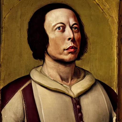 Image similar to a renaissance portrait of elon musk with the plague