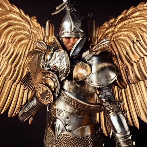Prompt: warrior with metal eagle armour with wings , highly detailed, dramatic lighting, cinematic, 4k