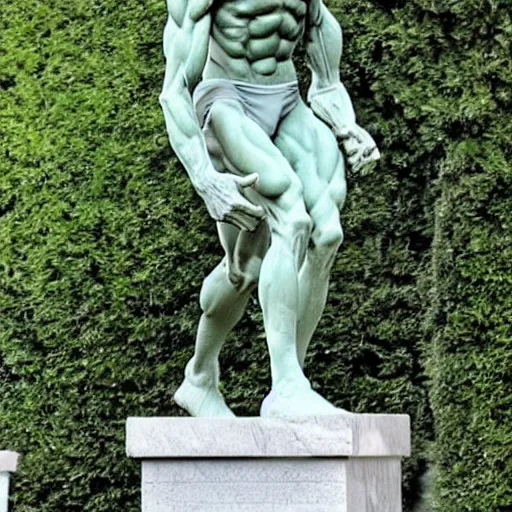 Prompt: a statue of an beautiful athletic male alien sculpted by michelangelo