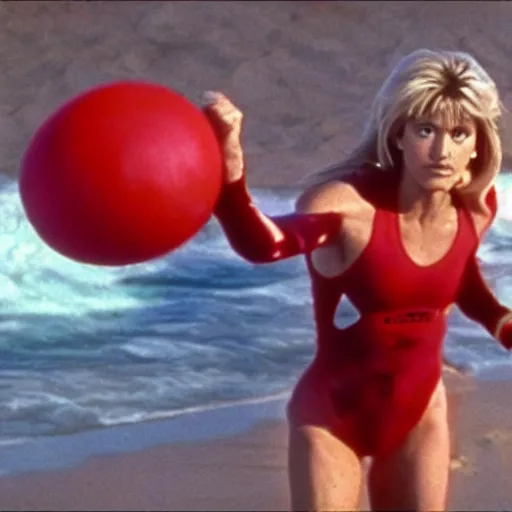 Image similar to A still of Samus Aran from Metroid in Baywatch (1989)