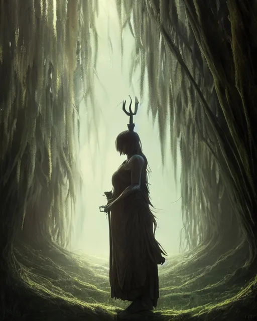 Prompt: highly detailed surreal vfx portrait of a cursed dagger in a shadowy swamp by a willow tree, stephen bliss, unreal engine, greg rutkowski, loish, rhads, beeple, makoto shinkai and lois van baarle, ilya kuvshinov, rossdraws, tom bagshaw, alphonse mucha, global illumination, detailed and intricate environment