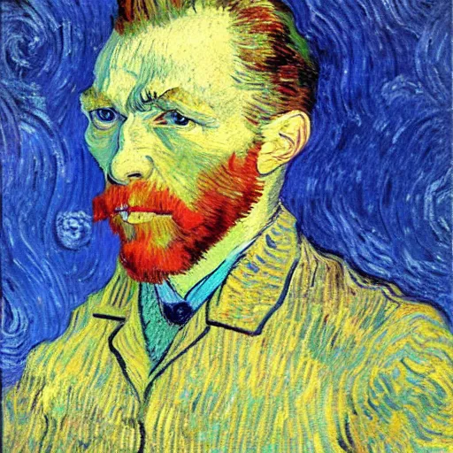 Prompt: Van Gogh at an exhibition of his work, oil painting, high detail