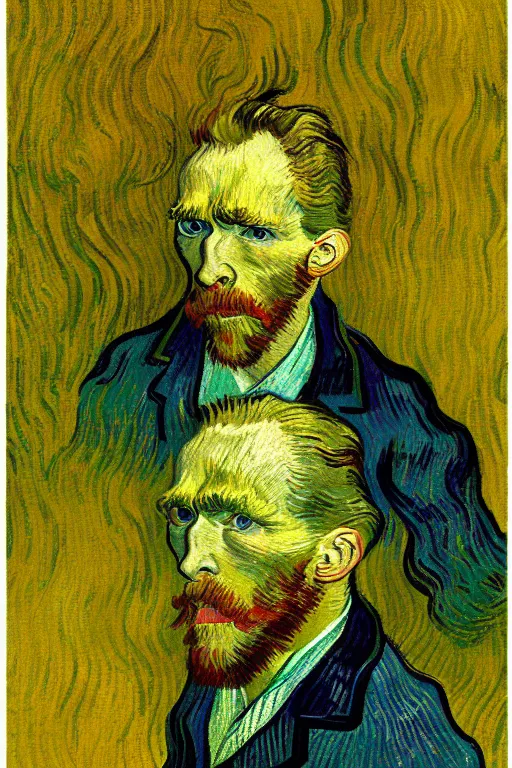 Image similar to old man, ling entangled hair, blur and yellow color scheme by vincent van gogh