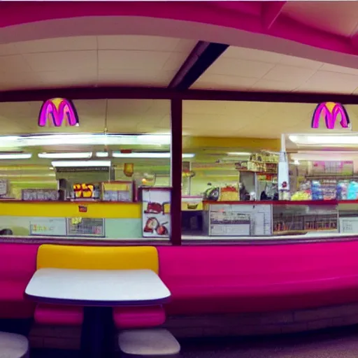 Prompt: a panorama of a 80s mcdonalds