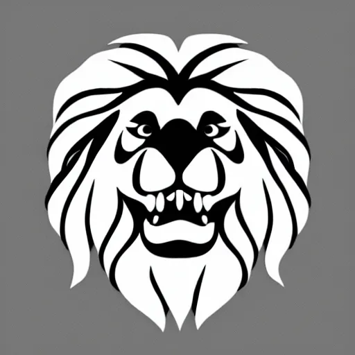 Image similar to minimal vector logo of a laughing lion head