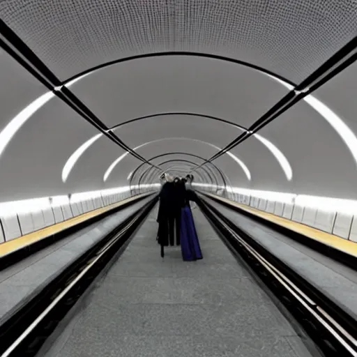 Prompt: a subway platform designed by zaha hadid