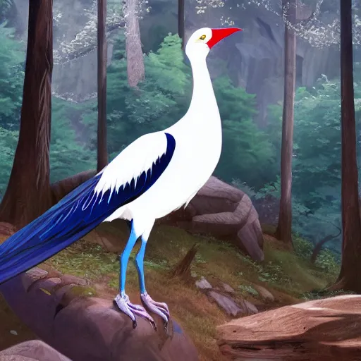 Prompt: concept art painting of an anthropomorphic albino raven wearing dark blue robes, in the deep forest, realistic, detailed, cel shaded, in the style of makoto shinkai and greg rutkowski and james gurney