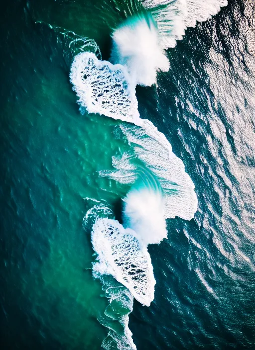 Image similar to a view of the ocean from a cliff, a tilt shift photo by liam wong, unsplash, naturalism, cinematic view, terragen, shot on 7 0 mm