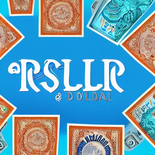 Prompt: Silicon Republic Logo with 'desi Boat & Dollar bills' theme, logo, illustration, blue and orange