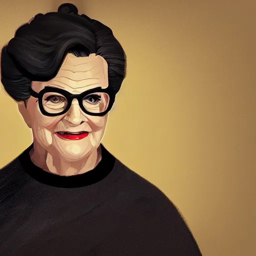 Image similar to jack dorsey as mrs doubtfire, highly detailed, digital painting, artstation, sharp focus