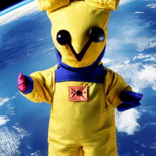 Image similar to a womble in space in a spacesuit