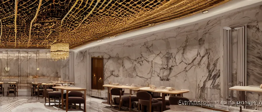 Image similar to a beautiful hyperdetailed interior render of roasted string hotpot restaurant restaurant yan'an, wall corner, from china, marble walls and white floors, with merchant logo, fine delicate structure, chinese style, simple composition, simple style structure decoration design, victo ngai, 4 k hd