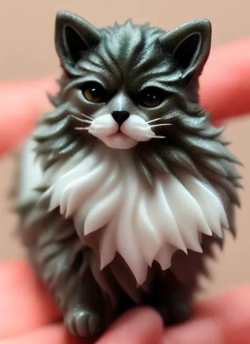 Image similar to 80mm resin detailed miniature of fluffy cat, Product Introduction Photos, 4K, Full body