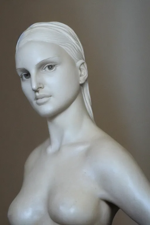 Prompt: natalie portman as a marble statue, female beauty