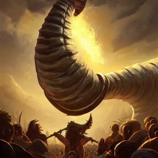 Prompt: a giant horn instrument, epic fantasy style, in the style of Greg Rutkowski, hearthstone artwork