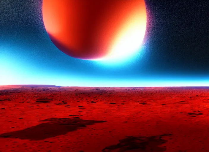 Prompt: the planet mars exploding, beautiful digital painting, trending on art station, octane render, 8 k