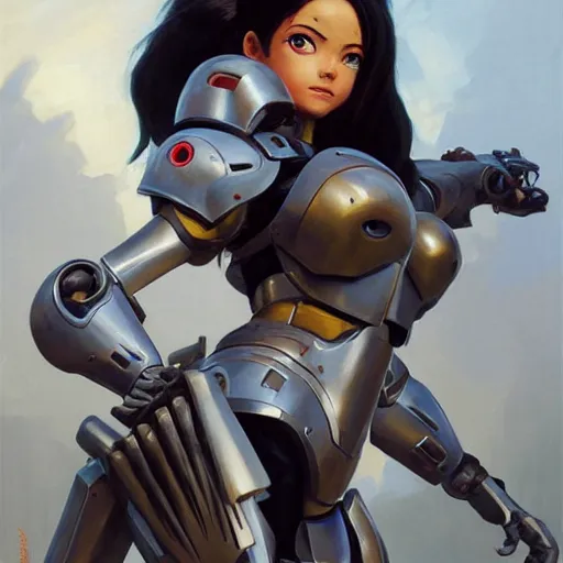 Image similar to greg manchess portrait painting of partially armored battle angel alita as overwatch character, medium shot, asymmetrical, profile picture, organic painting, sunny day, matte painting, bold shapes, hard edges, street art, trending on artstation, by huang guangjian, gil elvgren, ruan jia, greg rutkowski, gaston bussiere