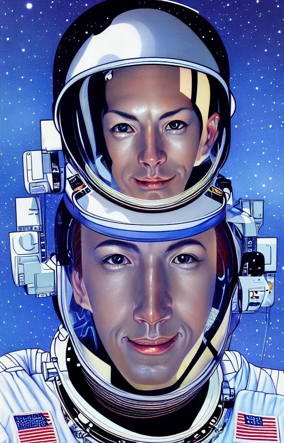 Image similar to portrait of an astronaut in the style of hajime sorayama