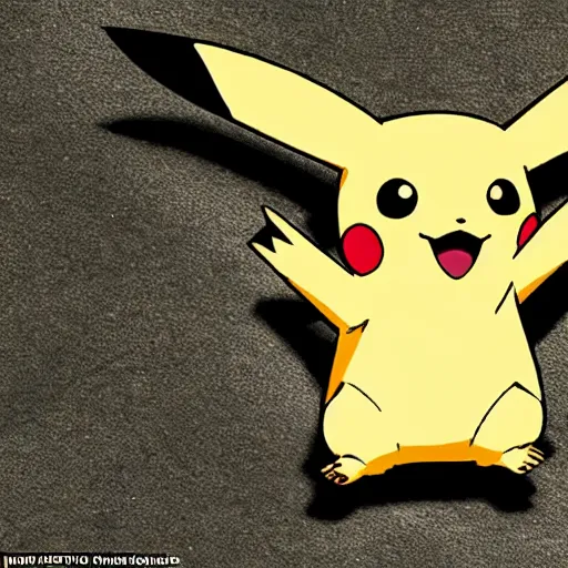 Image similar to The first pikachu found in nature, circa 1992, photograph