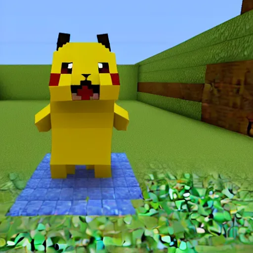 Image similar to pikachu in minecraft