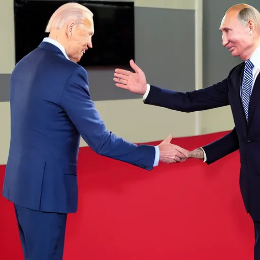 Image similar to Joe Biden shaking Putin's Hand