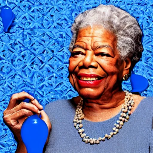 Prompt: maya angelou in molded blue jell - o, food photography
