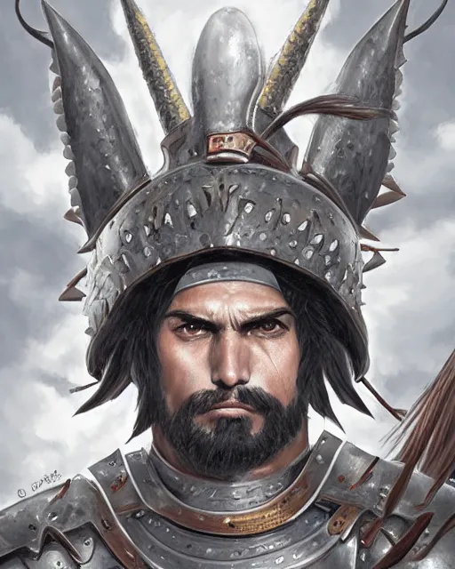 Prompt: ultrarealistic illustration of barbaric spanish conquistador, symmetrical, by daniel zrom and studio ghibli and artgerm