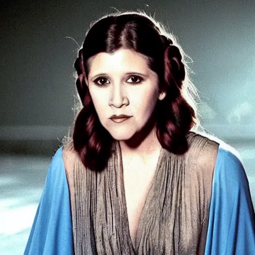Prompt: carrie fisher in her youth looks exactly like artist stevie nicks