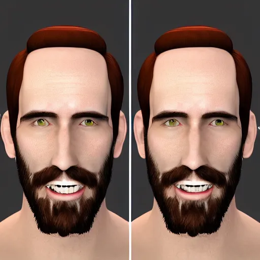 Prompt: Asmongold, receeding hairline, combover, full head portrait, realistic, detailed, 8k, Blender render