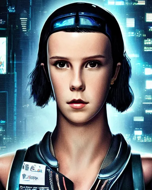 Image similar to Cyberpunk Millie Bobby Brown