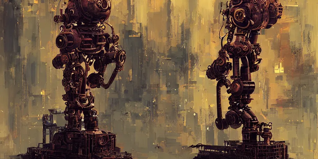 Prompt: a sinister fine - line sculpture of a steampunk robot by alena aenami in the style of baroque art, very, very aesthetic