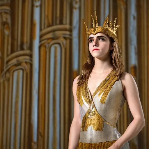 Image similar to Emma Watson as the greek goddess Athena, (EOS 5DS R, ISO100, f/8, 1/125, 84mm, modelsociety, symmetric balance)