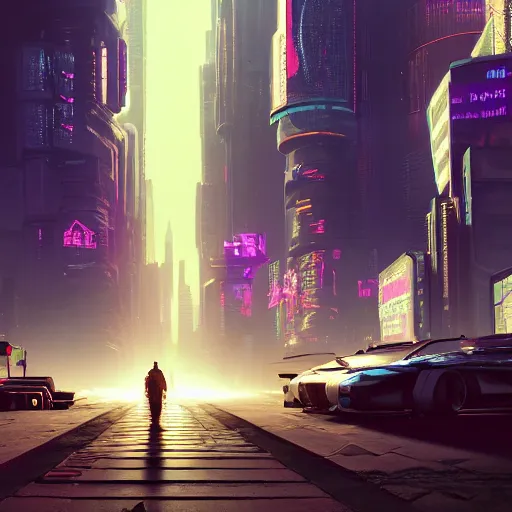 Image similar to People at the start of their journey, cyberpunk style, digital painting, concept art, smooth, sharp focus, hyperrealistic, illustration, artstation trending, octane render, unreal engine, ambient light, dynamic lighting, magical, dark vibes, Cyberpunk 2077