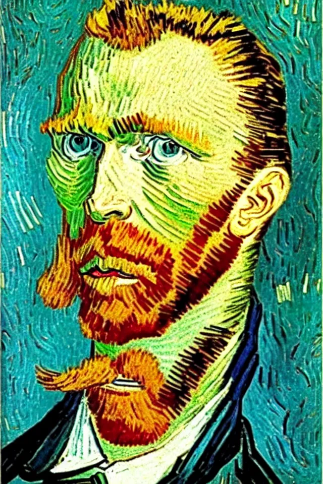 Prompt: winking self - portrait of van gogh, wink and smile, happy vincent