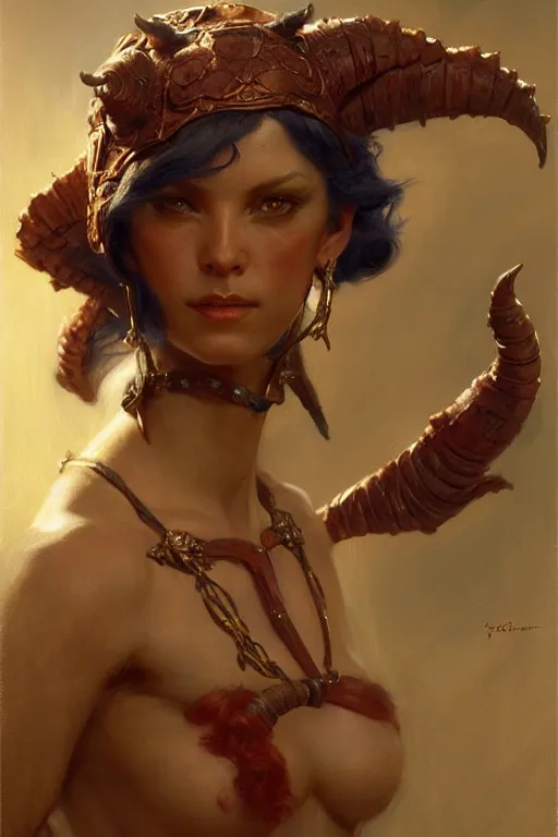 Image similar to tiefling, highly detailed painting by gaston bussiere, craig mullins, j. c. leyendecker 8 k