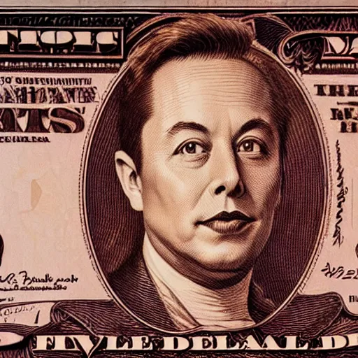 Image similar to Elon musk on the Mars Dollar bill