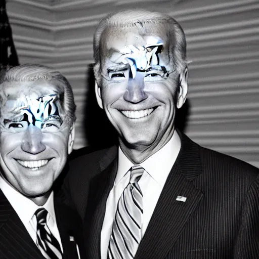 Image similar to A photo of joe biden teams up with a teenage joe biden, perfect faces, 50 mm, award winning photography