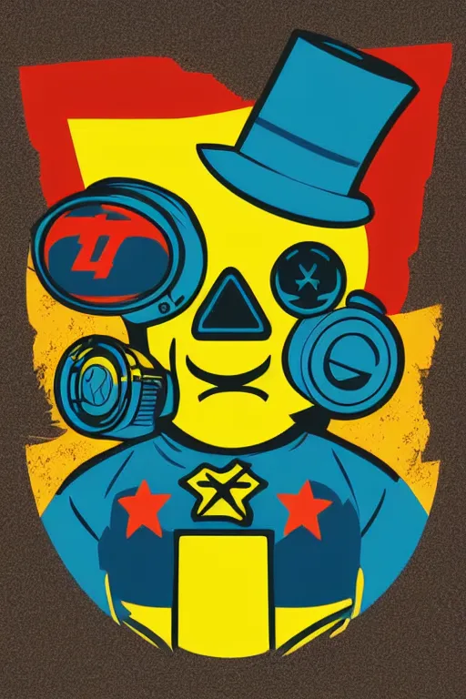 Image similar to fallout 7 6 retro futurist illustration art by butcher billy, sticker, colorful, illustration, highly detailed, simple, smooth and clean vector curves, no jagged lines, vector art, smooth andy warhol style