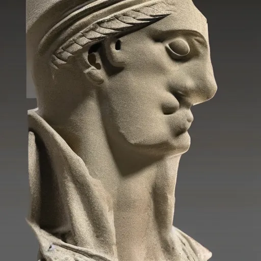 Prompt: photo of fragmented greek sculpture of Sherek