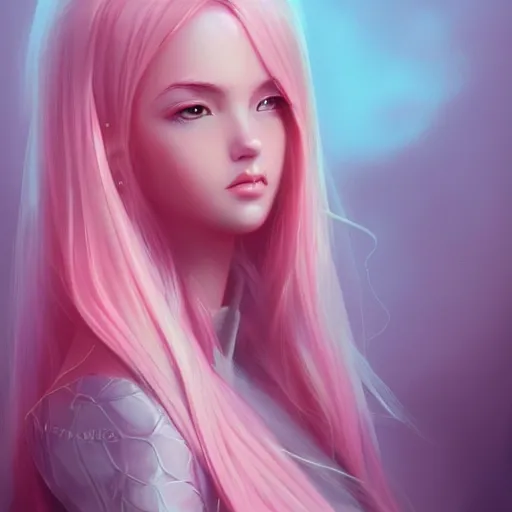 Image similar to teen girl, pink hair, gorgeous, amazing, elegant, intricate, highly detailed, digital painting, artstation, concept art, sharp focus, illustration, art by Ross tran