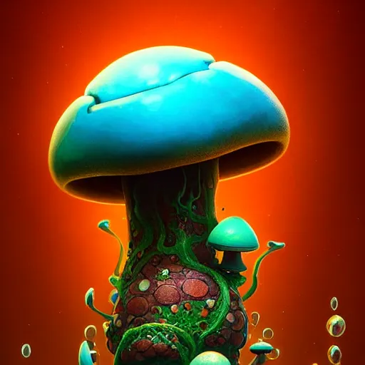 Prompt: sentient mushroom pokemon:: by beeple and James Gilleard and Justin Gerard :: ornate, dynamic, particulate, intricate, elegant, highly detailed, centered, artstation, smooth, sharp focus, photoreal octane render, 3d