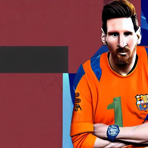 Image similar to messi - gordon freeman hybrid, wearing orange half life armor