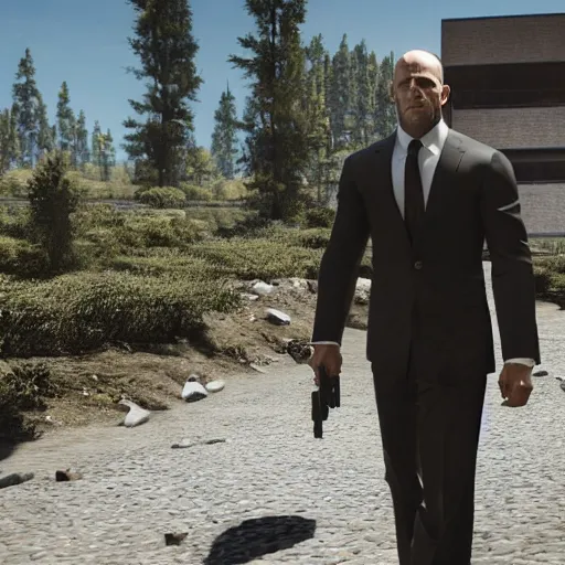 Image similar to jason statham in hitman 3 4 k quality super realistic