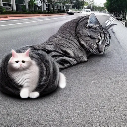 Prompt: giant cat in traffic, ultra realistic, very realistic